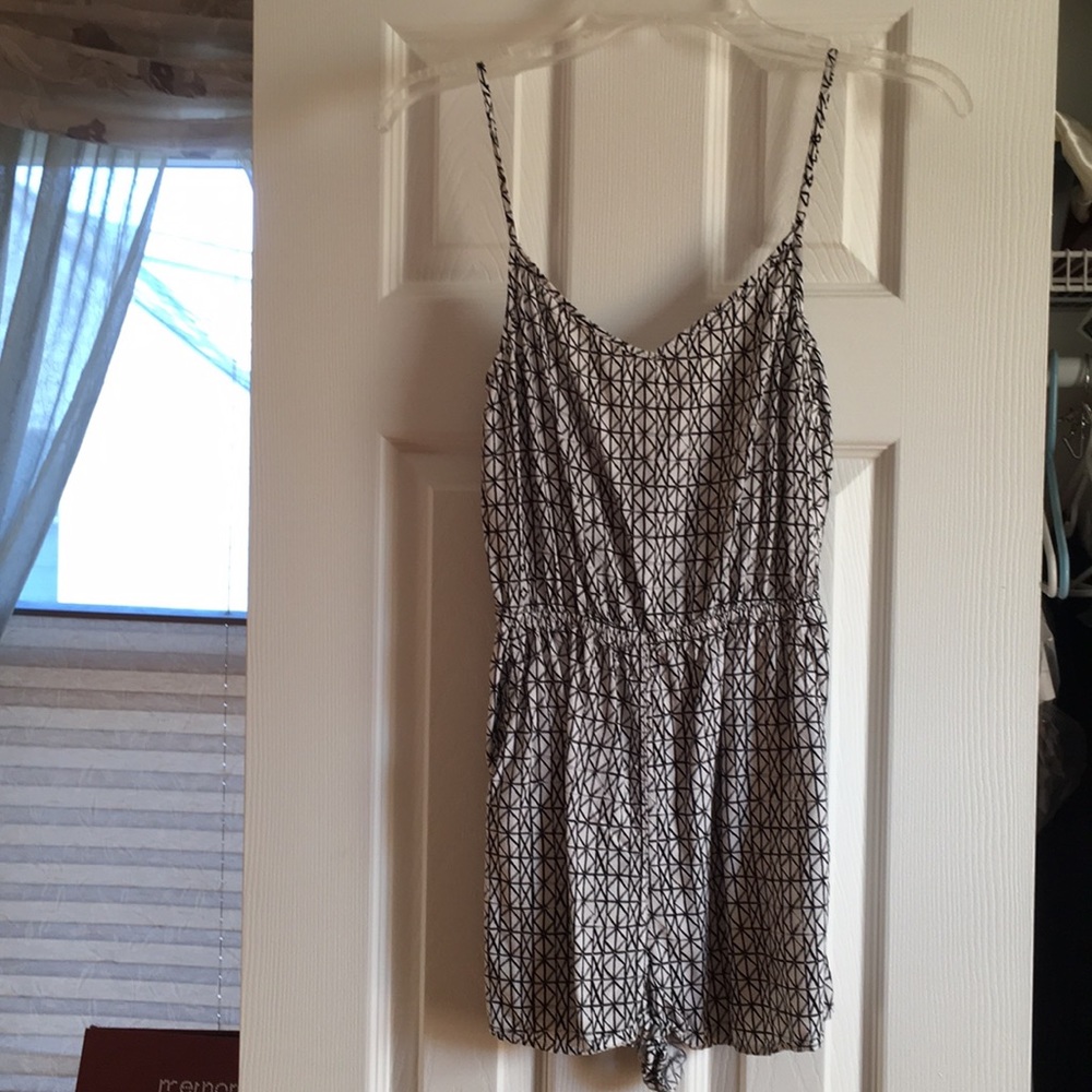 Black and White Geometric Print Romper